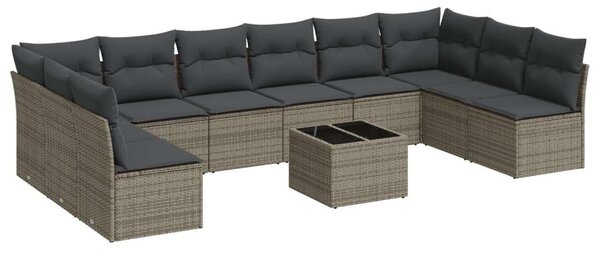 VidaXL Polyrattan Kerti Ülőgarnitúra - 11 részes - Szürke
