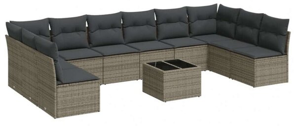 VidaXL Polyrattan Kerti Ülőgarnitúra - 11 részes - Szürke
