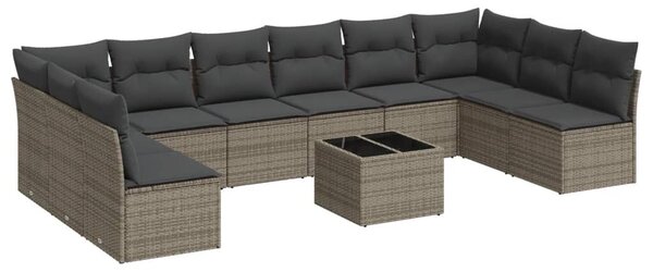 VidaXL Polyrattan Kerti Ülőgarnitúra - 11 részes - Szürke