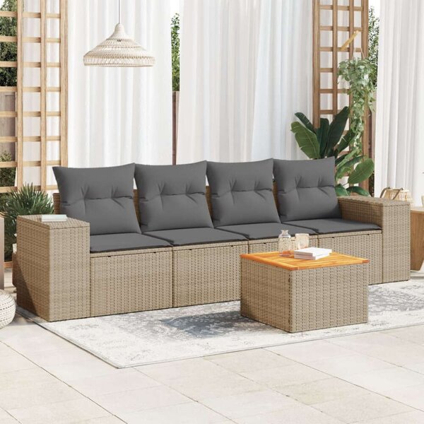 VidaXL Polyrattan Kerti Ülőgarnitúra - 5 részes - Bézs