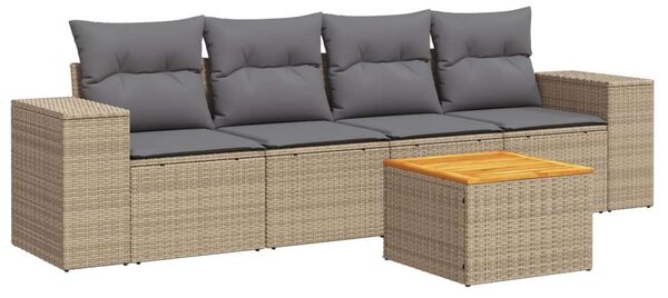 VidaXL Polyrattan Kerti Ülőgarnitúra - 5 részes - Bézs