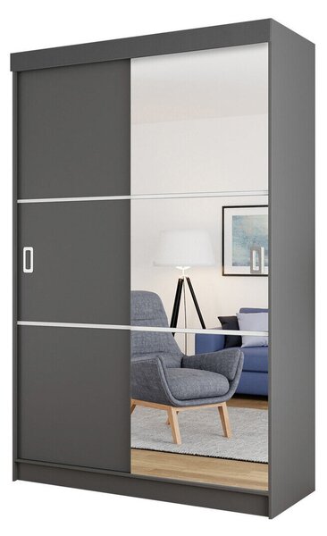 Gardróbszekrény Dover 111, Laminált forgácslap, 205x138x60cm, Grafit