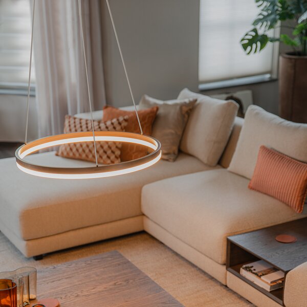 Függőlámpa sötét bronz 60 cm, LED-del, 3 fokozatú fényerő-szabályozóval - Anello