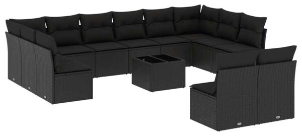 VidaXL Polyrattan Kerti Ülőgarnitúra - 13 részes - Fekete