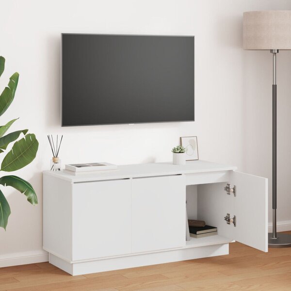 TV Szekrény Fehér 100x38x49 cm Mérnöki Fa