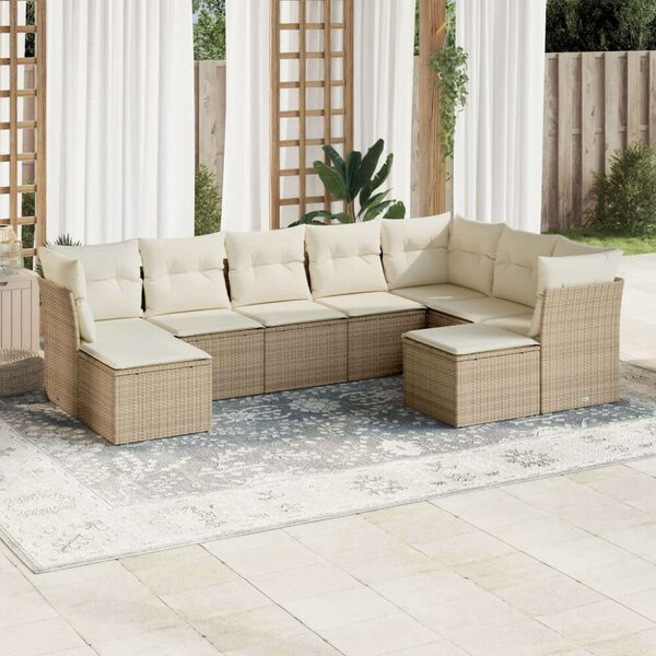 VidaXL Polyrattan Kerti Ülőgarnitúra - 9 részes - Bézs