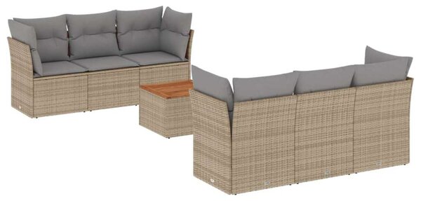 VidaXL Polyrattan Kerti Ülőgarnitúra - 7 részes - Bézs