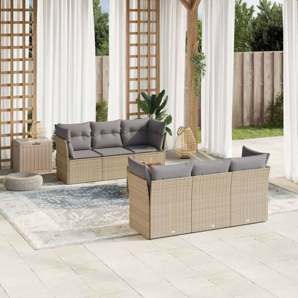 VidaXL Polyrattan Kerti Ülőgarnitúra - 7 részes - Bézs