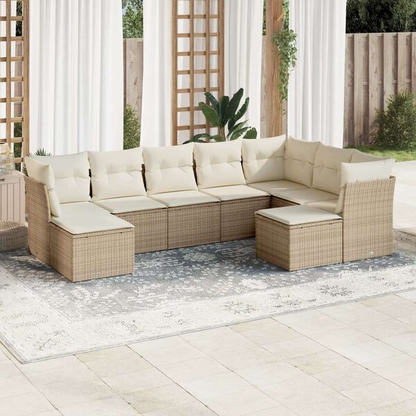 VidaXL Polyrattan Kerti Ülőgarnitúra - 9 részes - Bézs