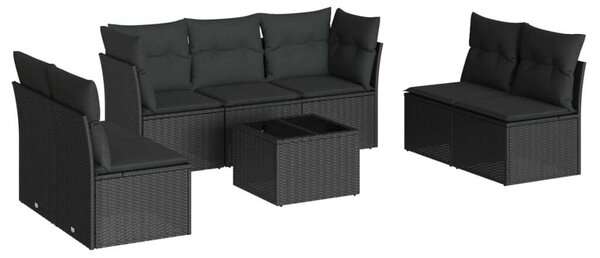 VidaXL Polyrattan Kerti Ülőgarnitúra - 8 részes - Fekete