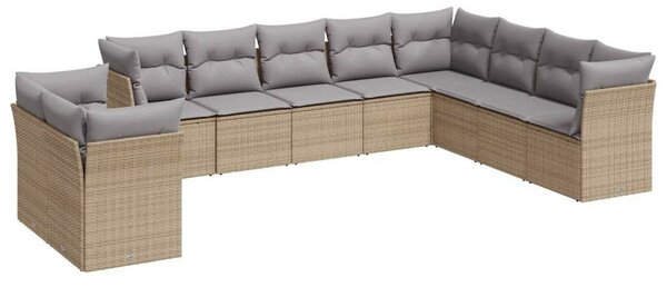 VidaXL Polyrattan Kerti Ülőgarnitúra - Bézs - 10 részes