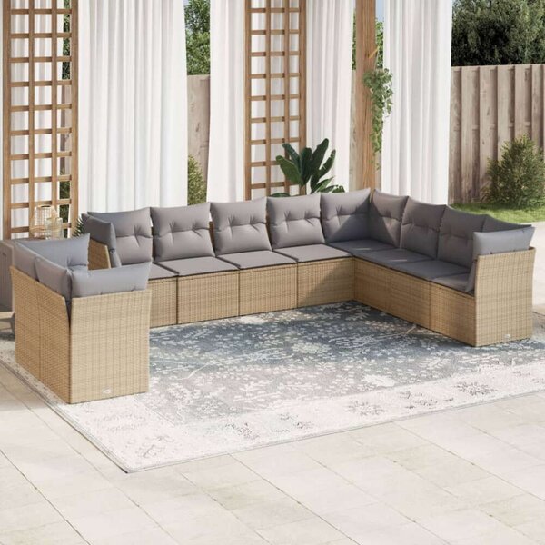 VidaXL Polyrattan Kerti Ülőgarnitúra - Bézs - 10 részes