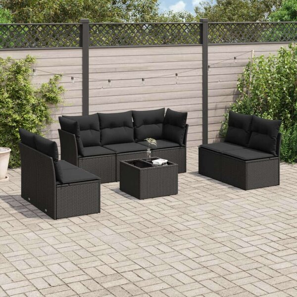 VidaXL Polyrattan Kerti Ülőgarnitúra - 8 részes - Fekete