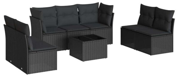 VidaXL Polyrattan Kerti Ülőgarnitúra - 8 részes - Fekete