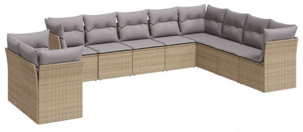 VidaXL Polyrattan Kerti Ülőgarnitúra - Bézs - 10 részes