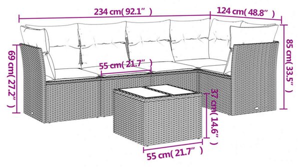 VidaXL Polyrattan Kerti Ülőgarnitúra - 6 részes - Bézs