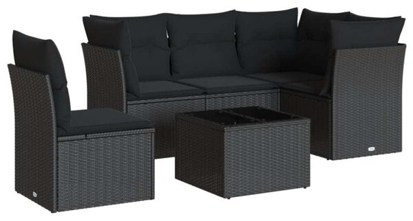 VidaXL Polyrattan Kerti Ülőgarnitúra - 6 részes, Fekete
