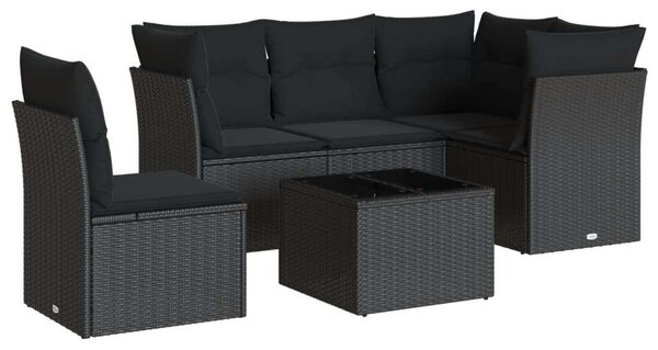 VidaXL Polyrattan Kerti Ülőgarnitúra - 6 részes, Fekete
