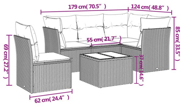 VidaXL Polyrattan Kerti Ülőgarnitúra - 6 részes, Fekete