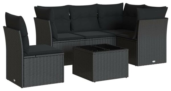 VidaXL Polyrattan Kerti Ülőgarnitúra - 6 részes, Fekete