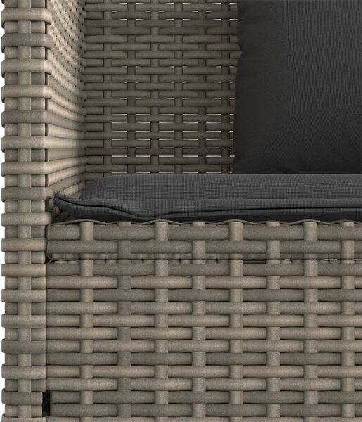 Szürke polyrattan akácfa kerti pad párnával