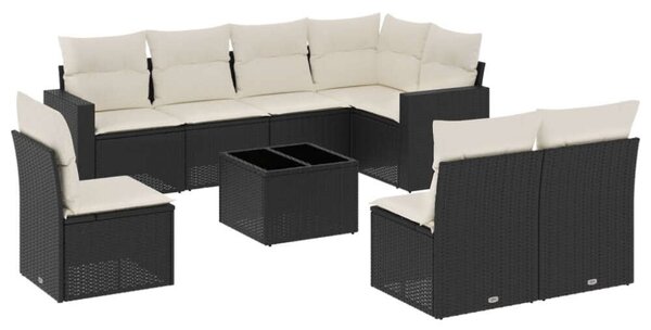 VidaXL Polyrattan Kerti Ülőgarnitúra - 9 részes - Fekete