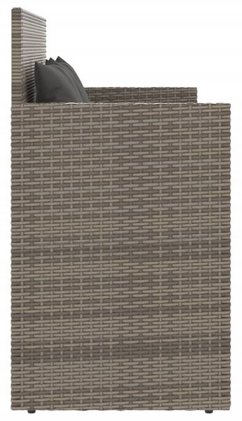 Szürke polyrattan akácfa kerti pad párnával