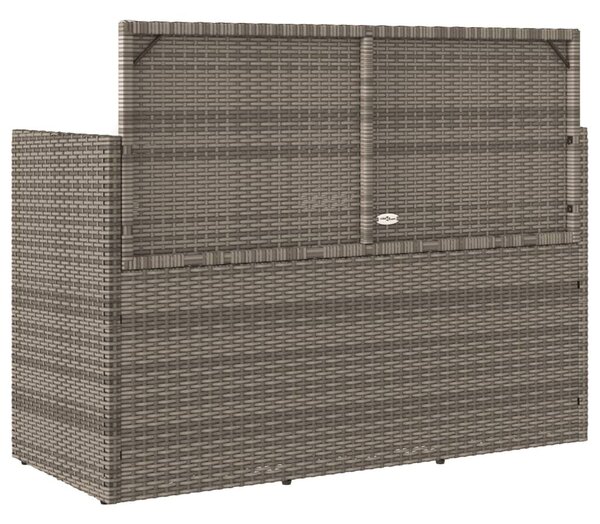 Szürke polyrattan akácfa kerti pad párnával