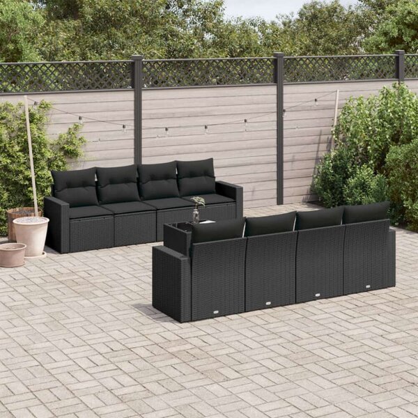 VidaXL Polyrattan Kerti Ülőgarnitúra - 9 részes - Fekete
