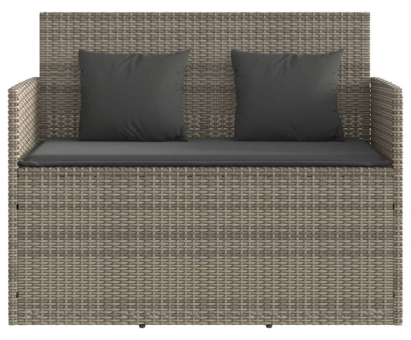 Szürke polyrattan akácfa kerti pad párnával
