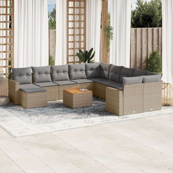 VidaXL Polyrattan Kerti Ülőgarnitúra - 12 részes - Bézs