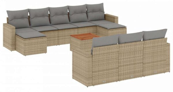 VidaXL Polyrattan Kerti Ülőgarnitúra - 11 részes - Bézs