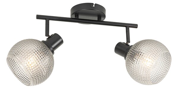 Design spotlámpa fekete füstüveggel 2-lámpás - Chico