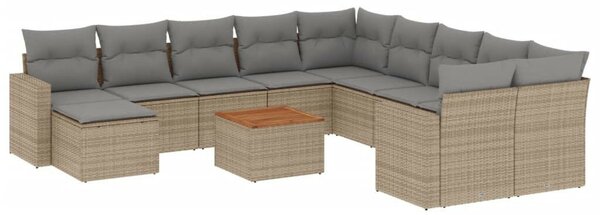 VidaXL Polyrattan Kerti Ülőgarnitúra - 12 részes - Bézs