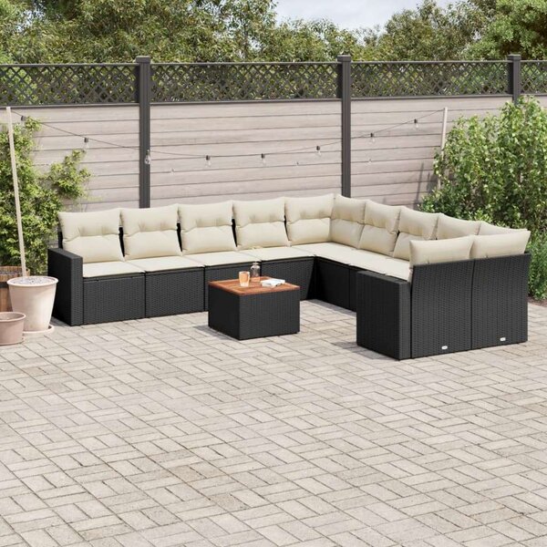 Polyrattan Kerti Ülőgarnitúra - 11 részes - Fekete