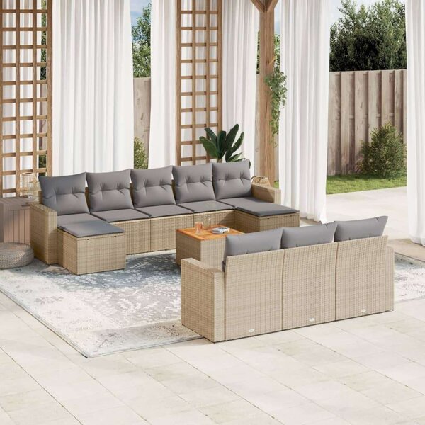 VidaXL Polyrattan Kerti Ülőgarnitúra - 11 részes - Bézs