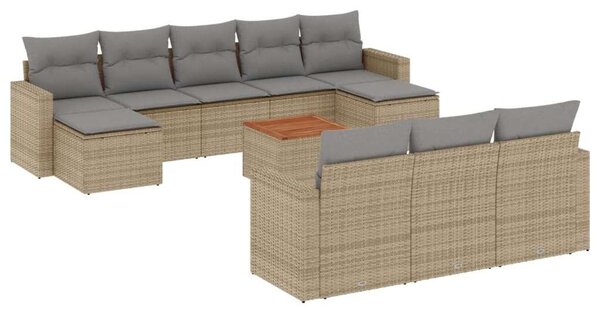 VidaXL Polyrattan Kerti Ülőgarnitúra - 11 részes - Bézs