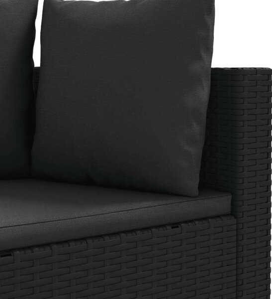 VidaXL 5 részes fekete polyrattan kerti kanapészett párnákkal