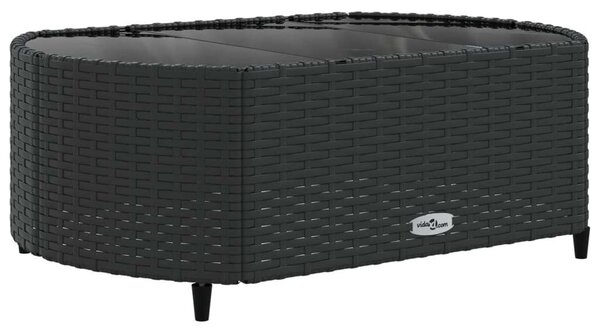 VidaXL 5 részes fekete polyrattan kerti kanapészett párnákkal