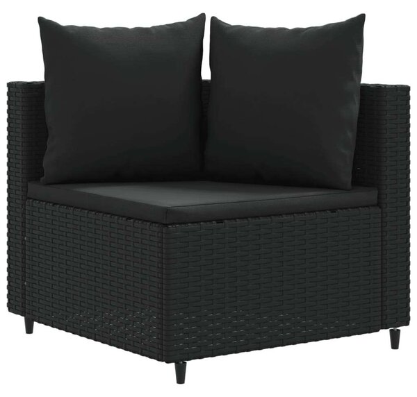 VidaXL 5 részes fekete polyrattan kerti kanapészett párnákkal