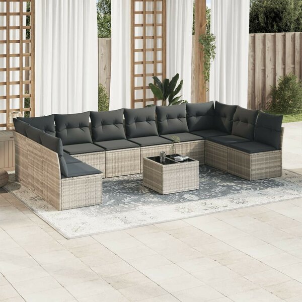 VidaXL Polyrattan Kerti Ülőgarnitúra - 11 részes - Világosszürke