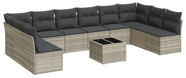 VidaXL Polyrattan Kerti Ülőgarnitúra - 11 részes - Világosszürke