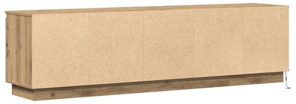 TV Szekrény LED Fénnyel Kézműves Tölgy 180x38x49 cm Rétegelt Lemez