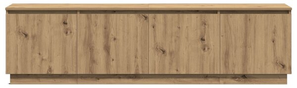 TV Szekrény LED Fénnyel Kézműves Tölgy 180x38x49 cm Rétegelt Lemez