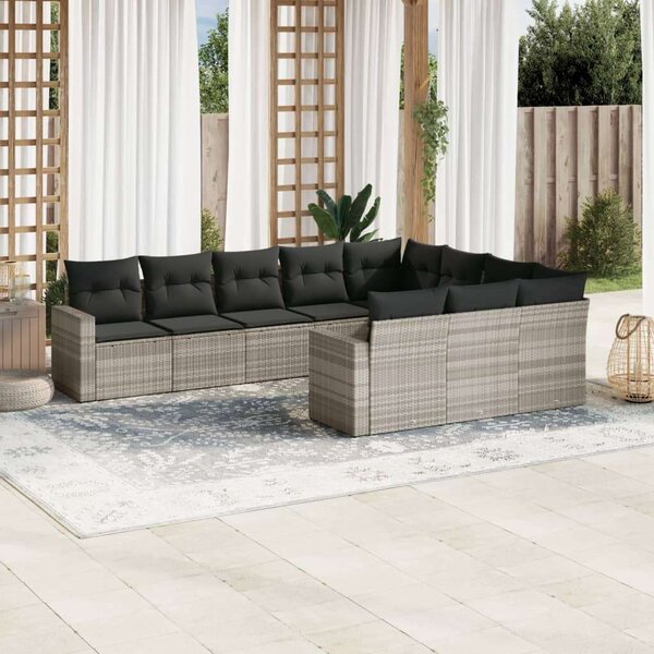 VidaXL Polyrattan Kerti Ülőgarnitúra - 10 részes - Világosszürke