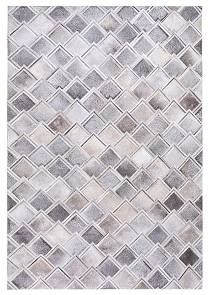 Szőnyeg AGACLI Szürke 140 x 200 cm Bőr