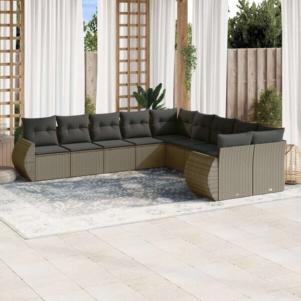 VidaXL Polyrattan Kerti Ülőgarnitúra - 10 részes - Világosszürke