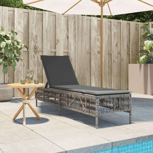 VidaXL Napozóágy - Szürke Polyrattan - 198cm