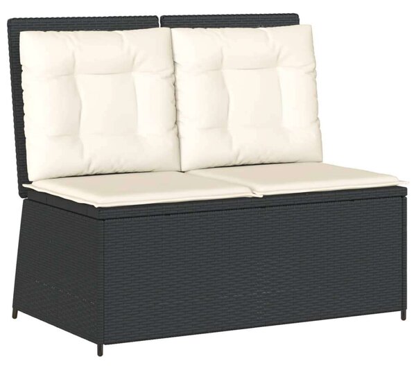 VidaXL 7 részes fekete polyrattan kerti ülőgarnitúra párnákkal
