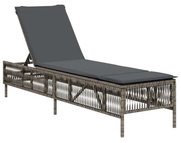 VidaXL Napozóágy - Szürke Polyrattan - 198cm